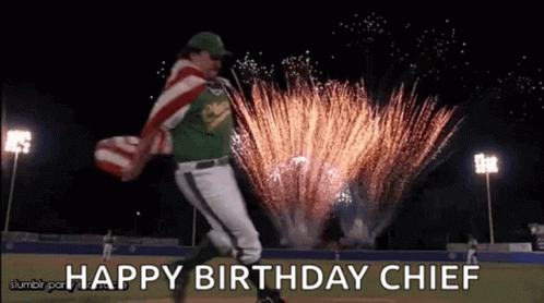 Baseball Player Jumping With American Flag GIF