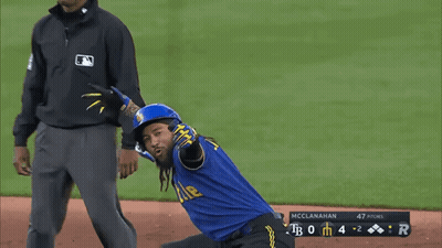 Baseball Player McClanahan Kneeling GIF