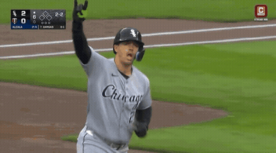 Baseball Player Miguel Vargas Hitting Home Run GIF