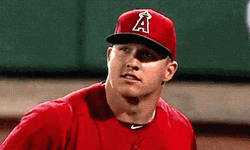 Baseball Player Mike Trout Chewing  GIF