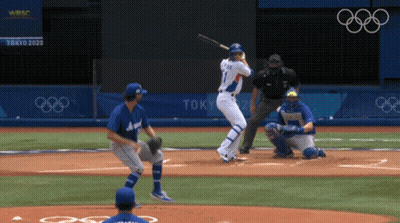 Baseball Player Number 1 Swinging At Pitch GIF