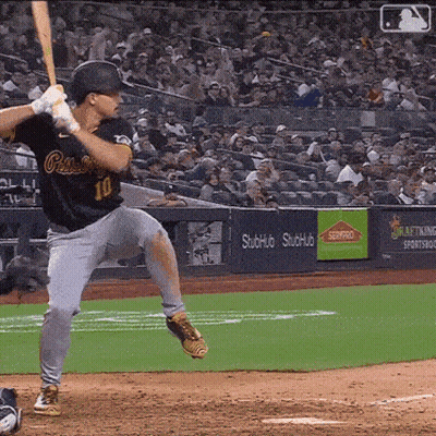 Baseball Player Number 10 Swinging Bat GIF