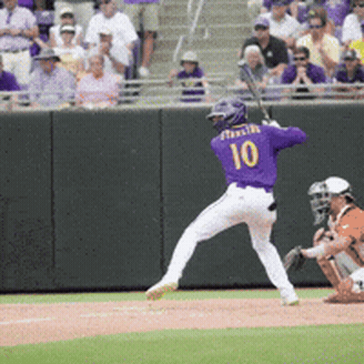 Baseball Player Number 10 Swinging GIF
