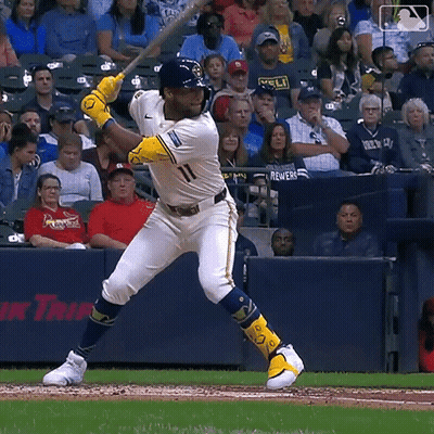 Baseball Player Number 11 Swinging At Pitch GIF