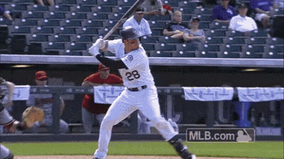 Baseball Player Number 12 Swinging Bat GIF