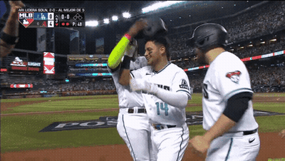 Baseball Player Number 14 Hugging Another Player GIF
