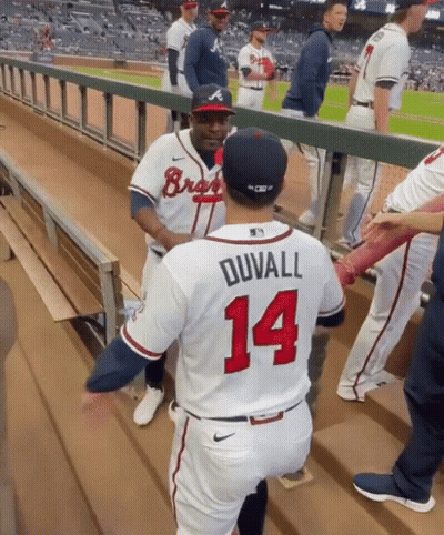 Baseball Player Number 14 Talking To Another GIF