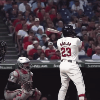 Baseball Player Number 23 Swinging Bat GIF