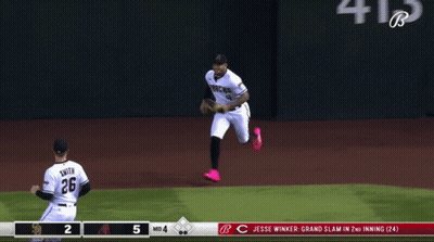 Baseball Player Number 26 Running To Another Player GIF