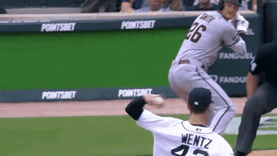 Baseball Player Number 26 Swinging At Pitch GIF