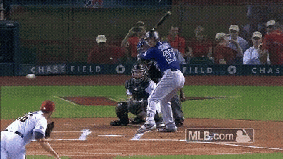 Baseball Player Number 27 Swinging At Pitch GIF