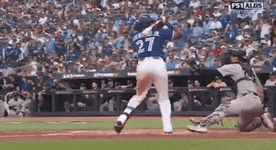 Baseball Player Number 27 Swinging Bat GIF