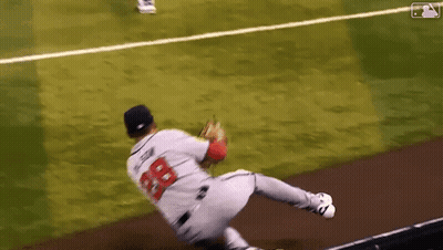 Baseball Player Number 28 Diving To Catch GIF