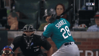 Baseball Player Number 28 Swinging Bat GIF