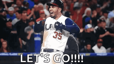 Baseball Player Number 35 Celebrating Home Run GIF