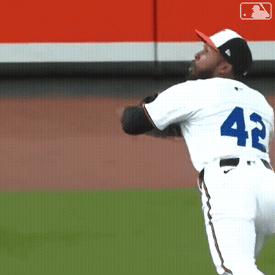 Baseball Player Number 42 Throwing Ball GIF