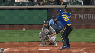 Baseball Player Number 6 Blue Jersey Swinging Bat GIF