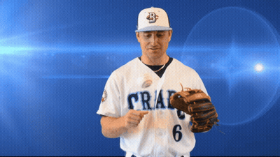 Baseball Player Number 6 Pointing At Glove GIF