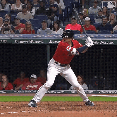 Baseball Player Ready To Swing At Progressive Field GIF