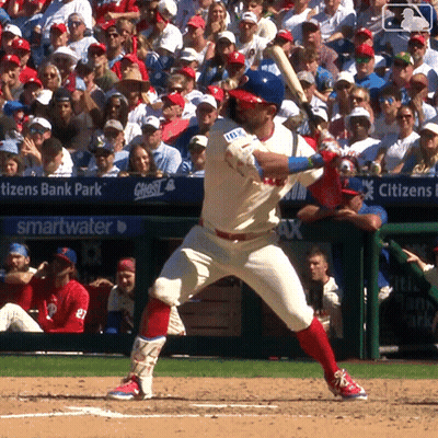 Baseball Player Ready To Swing Bat In Front Of Citizens Bank Park Ad GIF