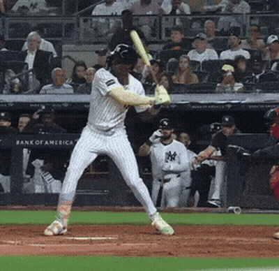 Baseball Player Ready To Swing With Bank Of America Banner GIF