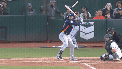 Baseball Player Ready To Swing With Chevron Sign GIF