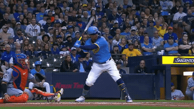 Baseball Player Ready To Swing With Sargento Sign GIF
