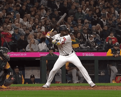 Baseball Player Ready To Swing With T-Mobile Banner GIF
