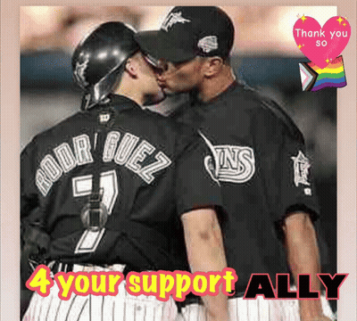 Baseball Player Rodriguez Kissing Another Player GIF