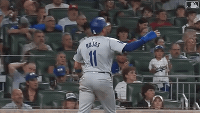 Baseball Player Rojas On Field In Front Of Crowd GIF