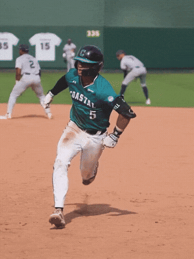 Baseball Player Running In Coastal Jersey GIF