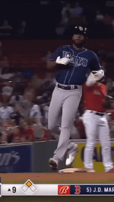 Baseball Player Running In Rays Jersey GIF