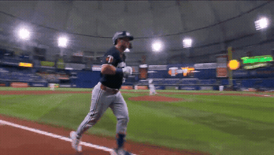 Baseball Player Running On Field With Coca-Cola Sign GIF