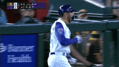 Baseball Player Running Past Health Sign Banner GIF
