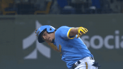Baseball Player Running To Catch Ball While Another Watches GIF