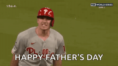 Baseball Player Saying Happy Father's Day In Phillies Jersey GIF