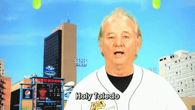 Baseball Player Saying Holy Toledo In Front Of City Skyline GIF
