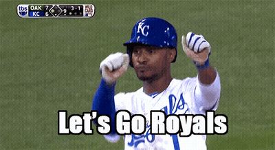 Baseball Player Saying Let's Go Royals In KC Hat GIF