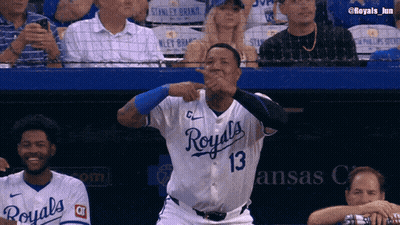 Baseball Player Saying Let's Go Royals In KC Hat GIF