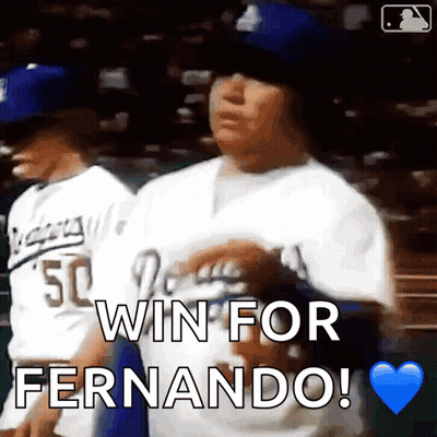 Baseball Player Says Win For Fernando With Heart Background GIF