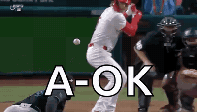 Baseball Player Swinging At Ball A-OK GIF