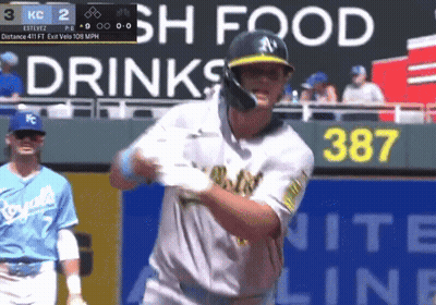 Baseball Player Swinging At Ball GIF