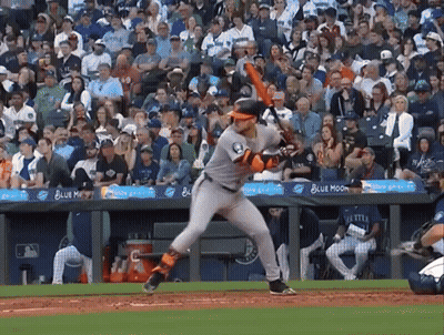 Baseball Player Swinging At Ball Blue Moon Banner GIF