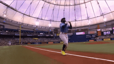 Baseball Player Swinging At Ball In Stadium With Flex Walls GIF