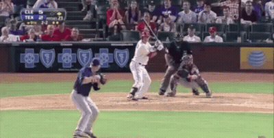 Baseball Player Swinging At Pitch GIF