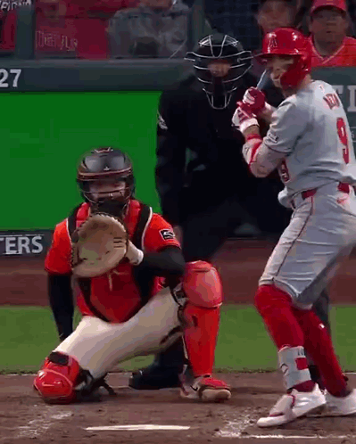 Baseball Player Swinging Bat At Pitch GIF