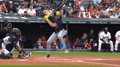 Baseball Player Swinging Bat At Sherwin-Williams Sign GIF