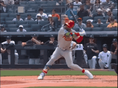 Baseball Player Swinging Bat Cardinals Jersey GIF