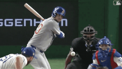Baseball Player Swinging Bat Catcher Umpire Watching GIF