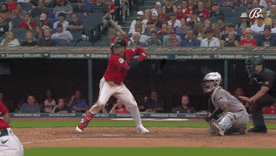 Baseball Player Swinging Bat In Front Of Sherwin-Williams Banner GIF